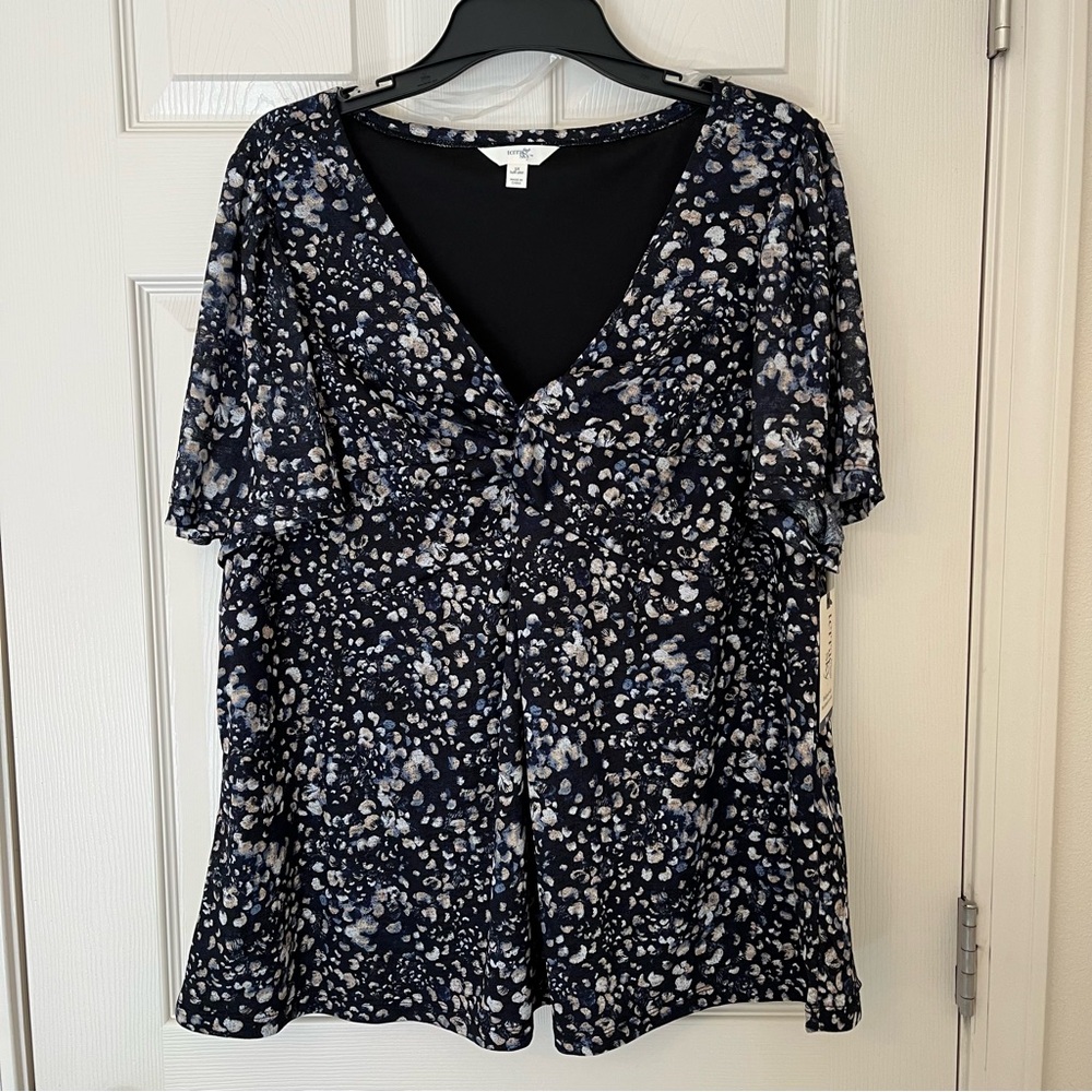 Flutter Sleeve V-Neck Women's 3X Top